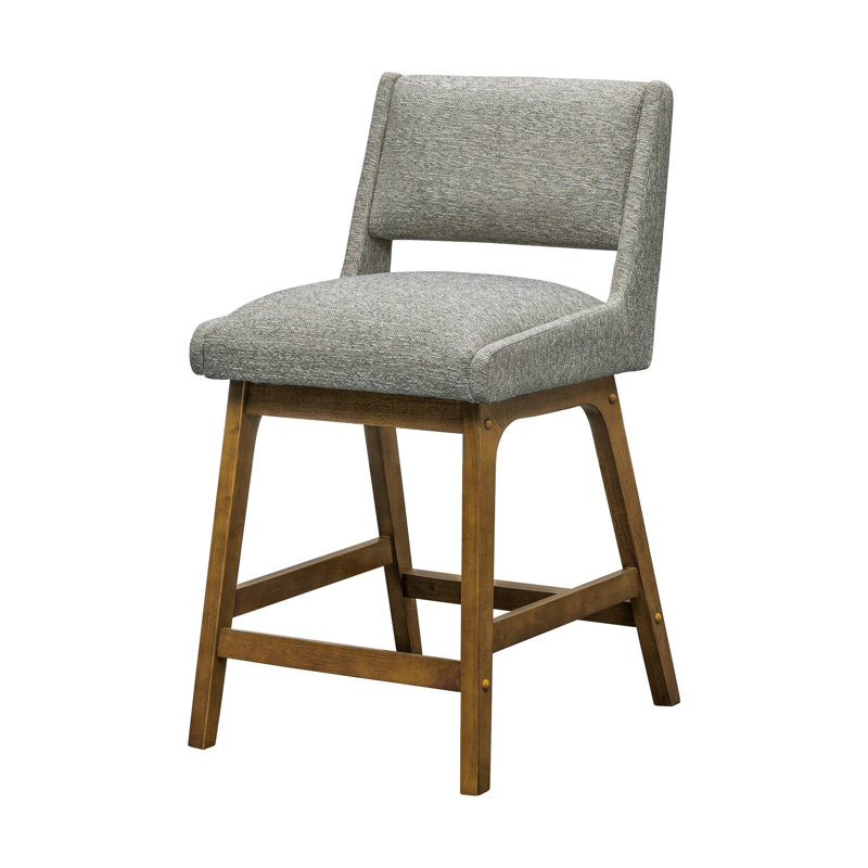 Celsi Upholstered Wood Frame Counter Stool, Light Gray