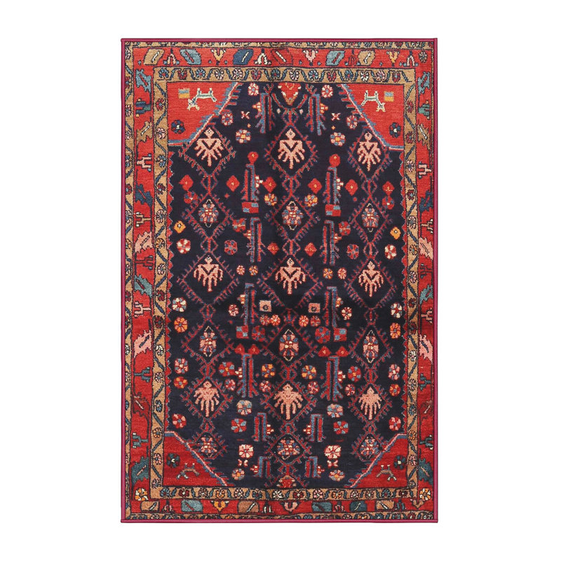 Tapis rouge/bleu traditionnel Bolindale, Rectangle 2 pi x 4 pi