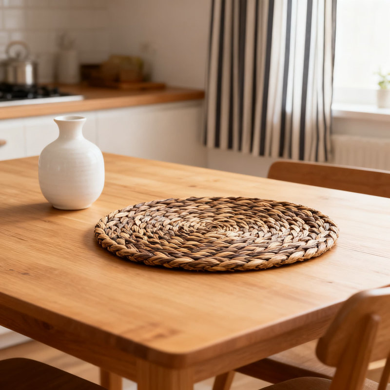 Ensemble de 8 napperons en jacinthe d'eau tissés à la main, résistants à la chaleur et durables, pour la protection et la décoration de la table de salle à manger