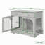 Mobilier de cage pour chien avec tiroirs de rangement, bol d'alimentation rotatif et barres en métal sécurisées-133715132