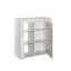 Suzana White High Gloss Sideboard with RGB LED Lights – 1 Door Storage Cabinet with 2 Glass Display Shelves (75cm Wide)-392013909