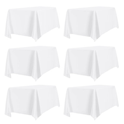 Paquet de 6 nappes blanches 60 x 102 po, linge de table résistant aux taches et aux plis pour table rectangulaire de 6 pi, couvertures en polyester