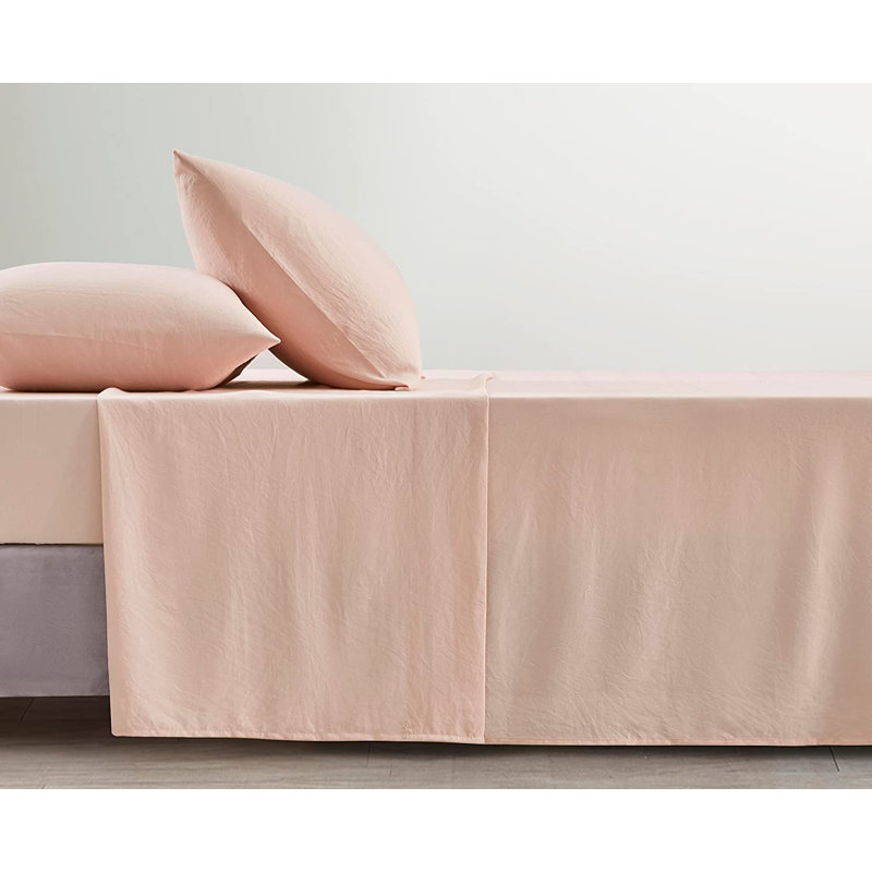 Washed Microfiber Bedding Microfiber Sheet Set, Twin Sheet Set with Fitted Sheet and 1 Pillowcase, Blush Pink