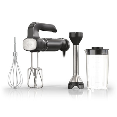 Ninja Foodi Power Mixer System, 750-Peak-Watt Hand Blender and Hand Mixer Combo with Whisk and Beaters, 3-Cup Blending Vessel, Black