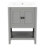 Meuble-lavabo moderne 24 po, lavabo en céramique élégant, meuble-lavabo en bois massif avec tablette et cadre-700582318
