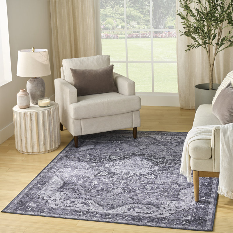 Tapis gris anthracite Bungalow Rose, Rectangle 4pi x 6 pi