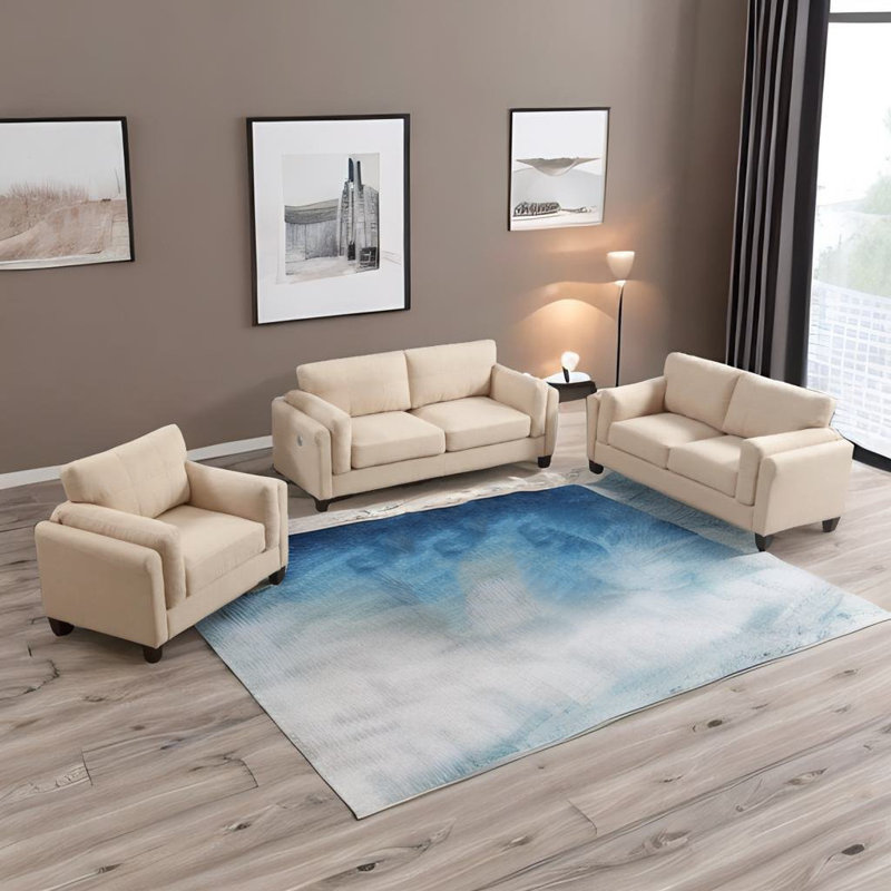 Reith 3 - Piece Living Room Set, Khaki