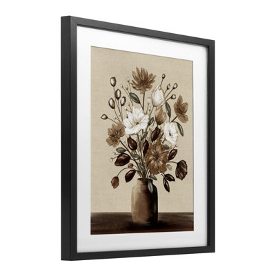 Mocha Hued Vase Framed Print Under Glass, design by Kristen Dalpiaz