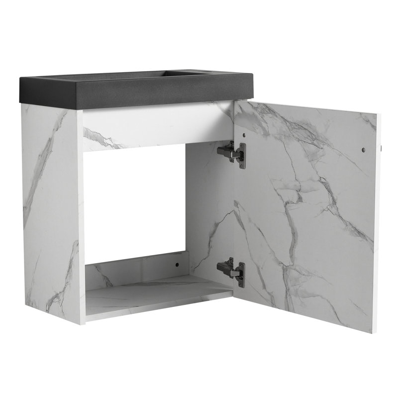 Meuble-lavabo en résine avec porte à fermeture en douceur - Lavabo moderne élégant et silencieux