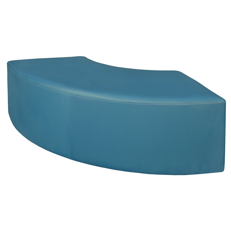 Aurora Curved Vinyl Ottoman, Peacock Teal Faux Leather
