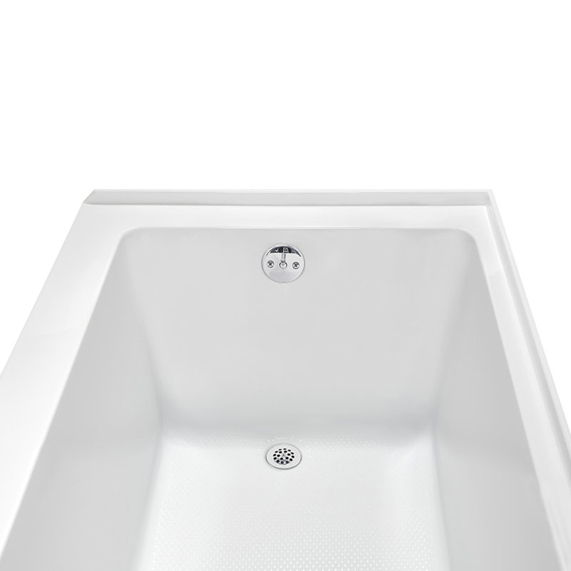 Baignoire en alcôve en acrylique blanc brillant avec drain extérieur 66 po x 32 po Streamline, Glossy White