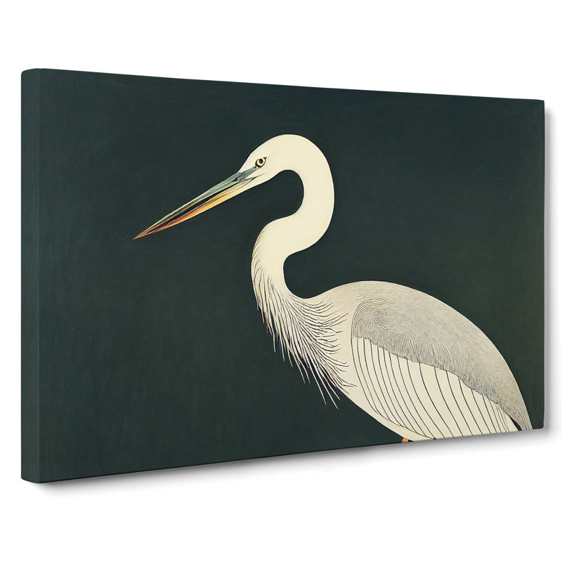 Exclusive Heron Bird - Wrapped Canvas, 50cm H x 76cm W x 3cm D