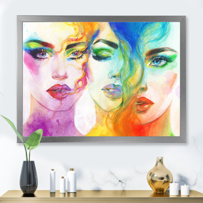 «Tripple Vibrant And Colorful faces - Glam, art mural sur toile