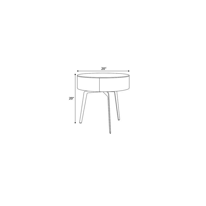Stainless Steel Top End Table with Storage, White Granite Quartz