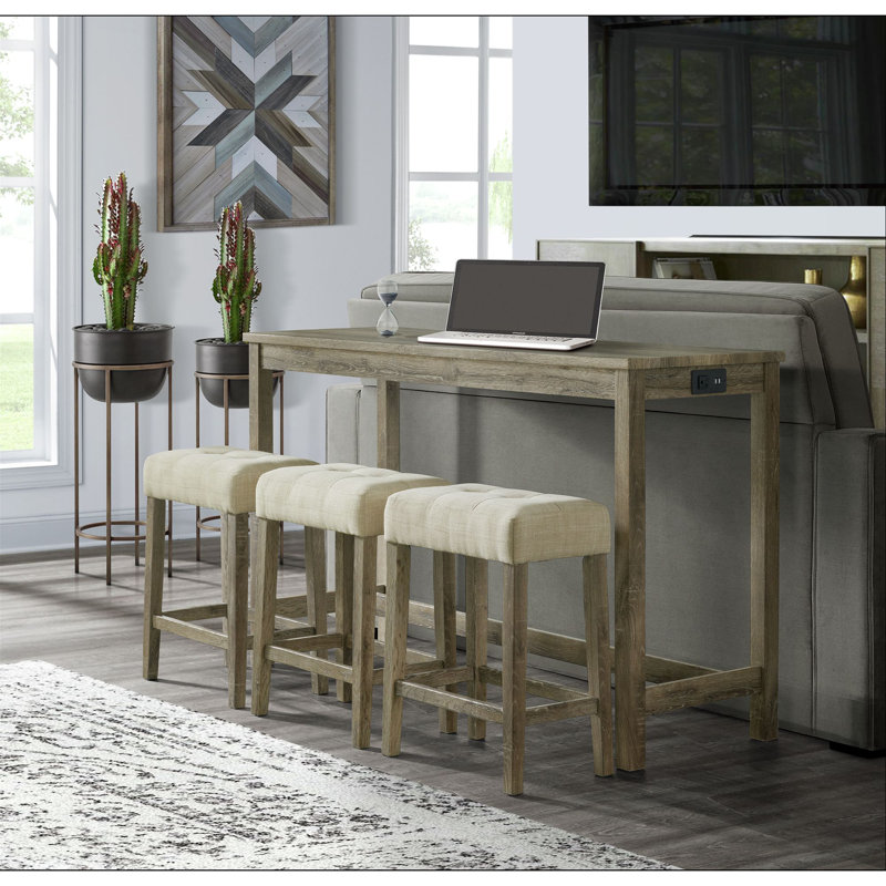 Gracie Oaks Bermea Multipurpose Bar Table Set in Natural