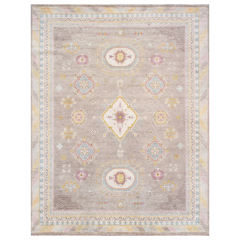 Ivory and Camel Hand-Knotted Wool Oriental Rug, 10' x 14'