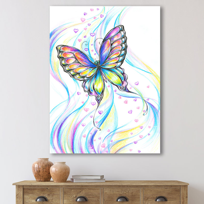 Iridiscent Butterfly - peinture sur toile, Toile tendue, H 20 po x l 12 po x p 1 po