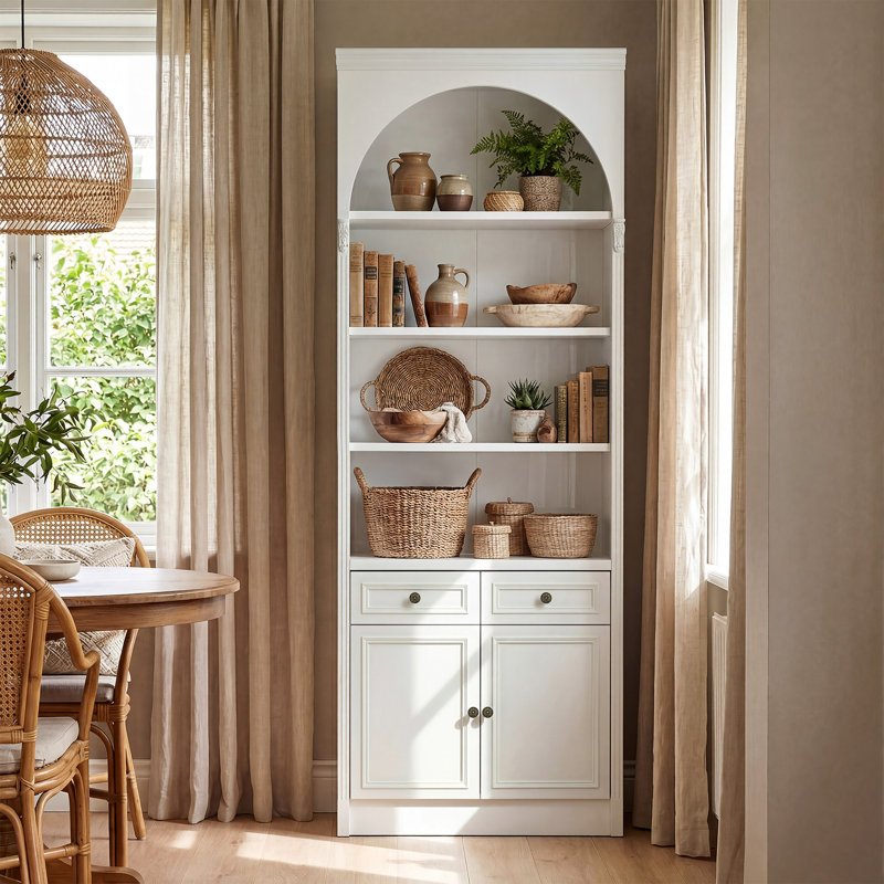 86.6'' H Arched Food Pantry Cabinet with 2 Drawers