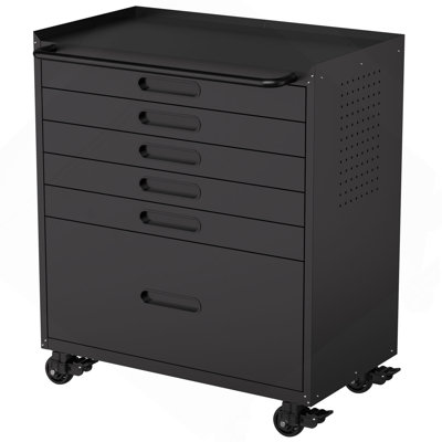 34.3" Rolling Tool Chest With 6 Drawers - Mobile Garage Cabinet Organizer, All-Drawer Design For Small Parts & Tools, Heavy Duty Steel Construction