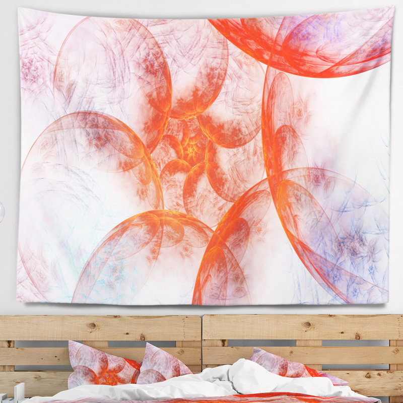 Grand tapisserie à cercles de couleur fractale floral, H 32 po x l 39 po