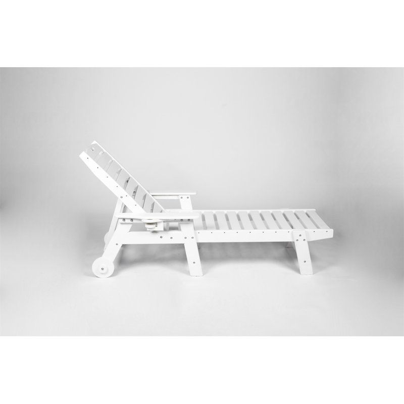 Chaise longue avec table d'appoint, Blanc