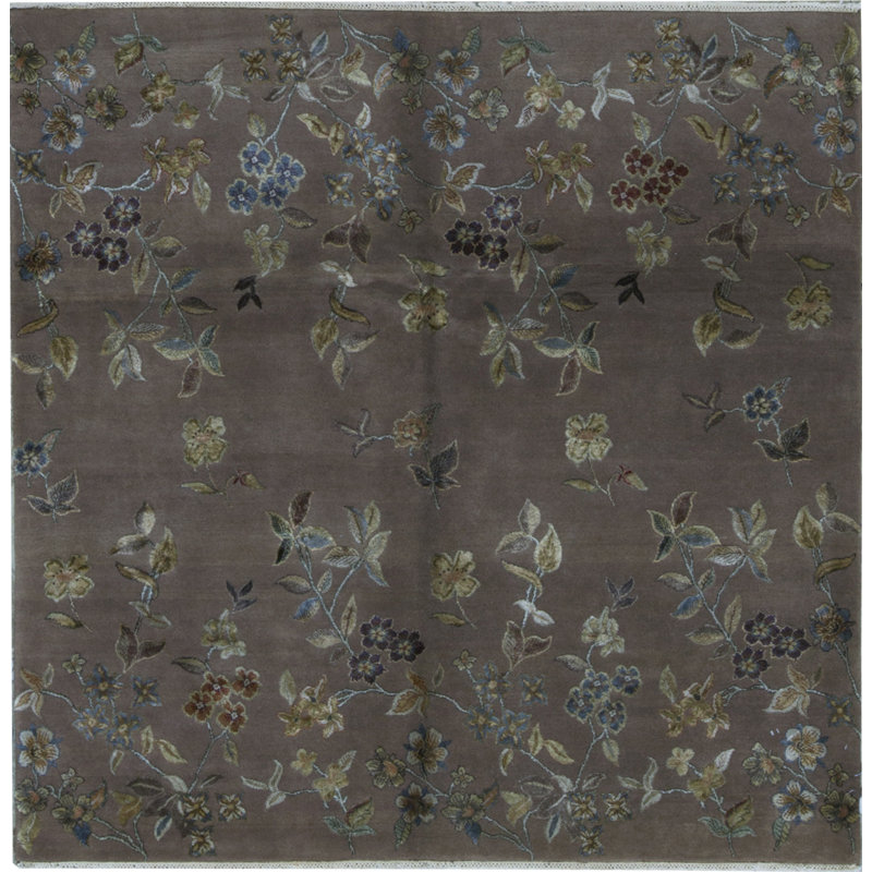 Tapis carré brun de haute qualité noué à la main
