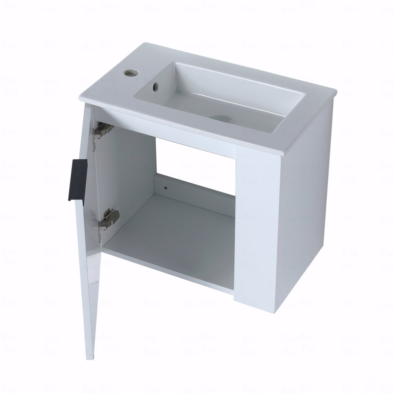 Meuble-lavabo avec lavabo 22 po pour petite salle de bain, meuble-lavabo flottant avec porte à fermeture en douceur, petit meuble-lavabo avec lavabo