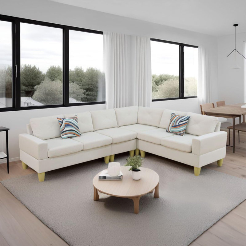 4-piece Flannel Sectional Sofa