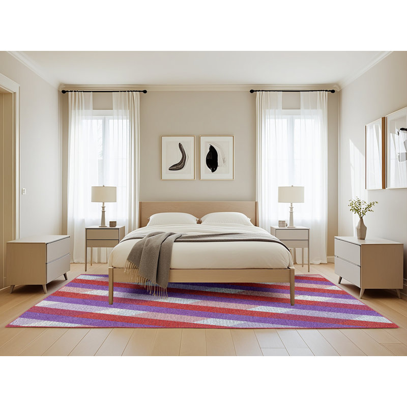 Tapis mauve à motif écossais Kieffer, Rectangle 5 pi x 8 pi