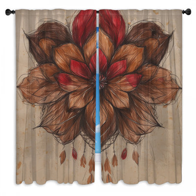 Rideaux de fenêtre mandala complexes et transparents - 2 panneaux