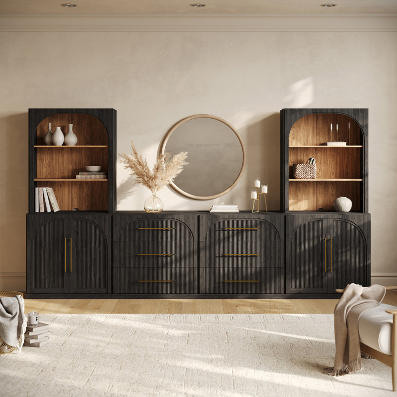 Ensemble de meuble télé 6 pièces Yunus Series 1C2G, ébène, Ebony