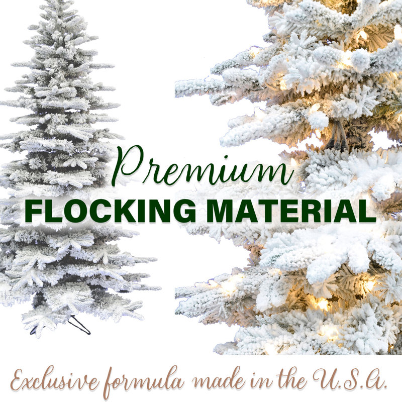 Slim Mountain Pine Flocked 7.5-Foot Christmas Tree with PVC Needles