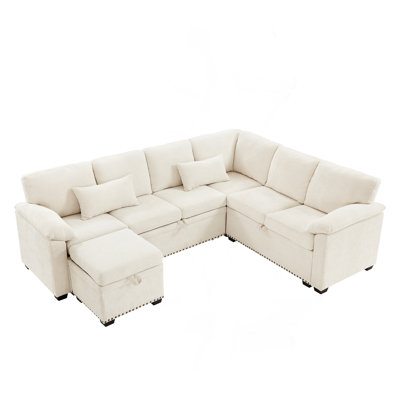 Zephyros 5-Piece Corner Sectional Sofa Couch With Storage Seat And Ottoman by Latitude Run