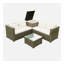 Ensemble de canapé modulaire d'extérieur en rotin et osier 4 pièces avec boîte de rangement - Coussin gris en osier crème