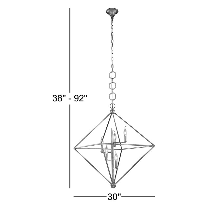 Deanda 5 - Light Dimmable Geometric Chandelier, Aged Iron