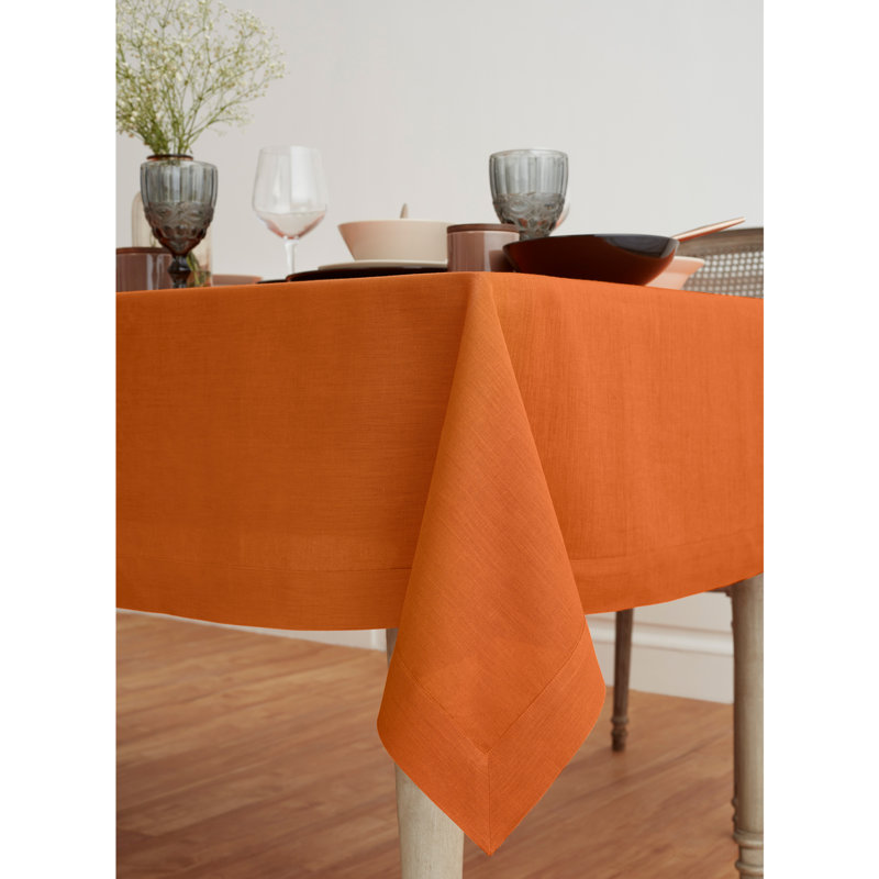 100% Pure Linen Tablecloth - Fete, 132" L x 60" W, Pumpkin