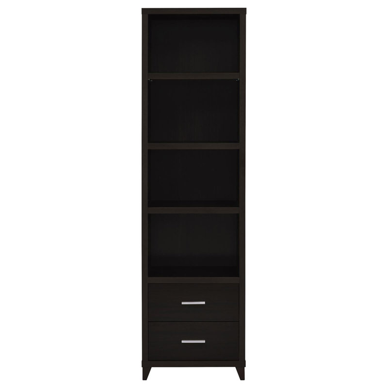 Cappuccino Media Tower with Shelf and Drawer