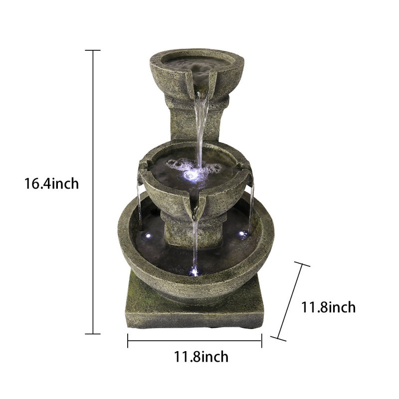 Rostam Weather Resistant Floor Fountain with Light