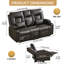 Causeuse inclinable manuelle avec console centrale rabattable, ports de charge, haut-parleurs Bluetooth et porte-gobelets-1373322505