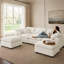 Canapé modulaire moelleux moelleux en forme de U avec repose-pieds et accoudoirs coussinés-952928626