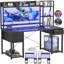 Bureau d'ordinateur avec huche, tablettes de rangement, prises de courant et lumières DEL-1163831243-1163831245