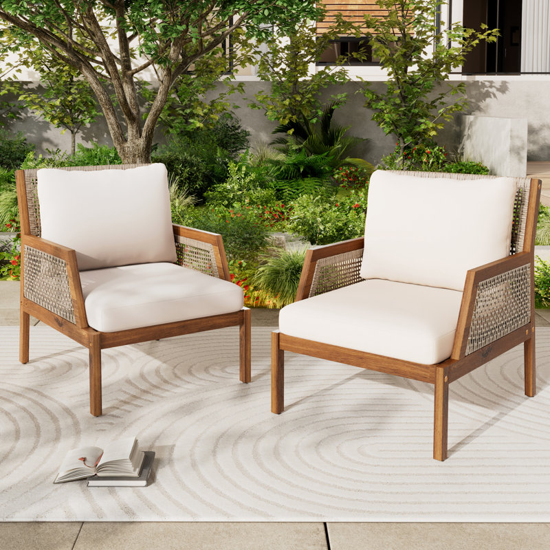 Rockmaster Outdoor Acacia Wood Club Chairs With Cushions