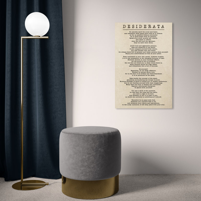 «Desiderata Parchment» par Oliver Gal - Art textuel sur toile, H 24 po x l 16 po, Toile tendue