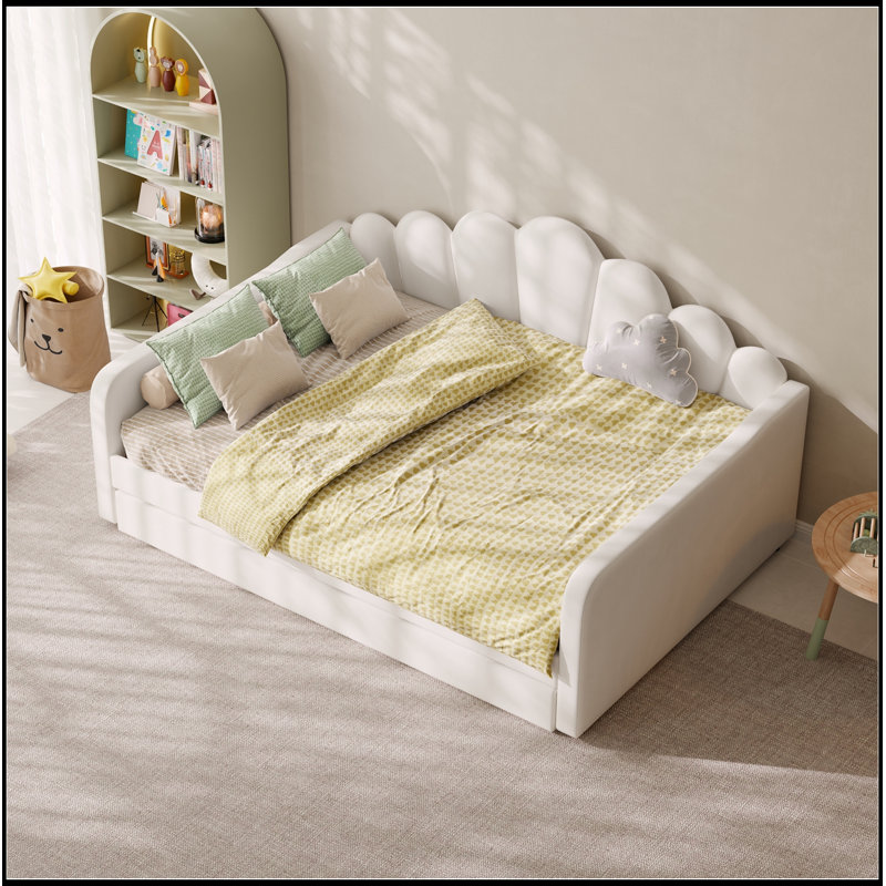 Structure en tissu d'ameublement grand format avec dossier et gigogne, White