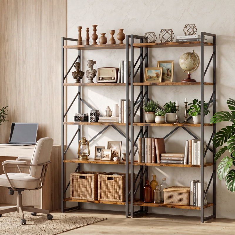 Milliner 62.2'' H X 23.6'' W Etagere Bookcase, Black/Brown