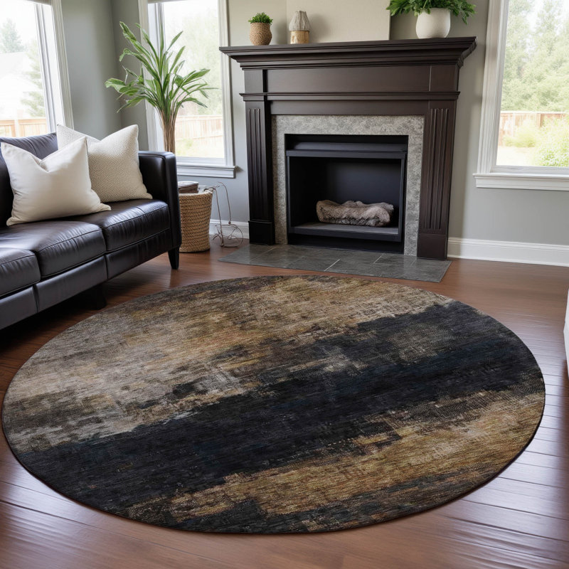 Premium Machine Washable Jessie AMF1209 Abstract Rug, Round 8'