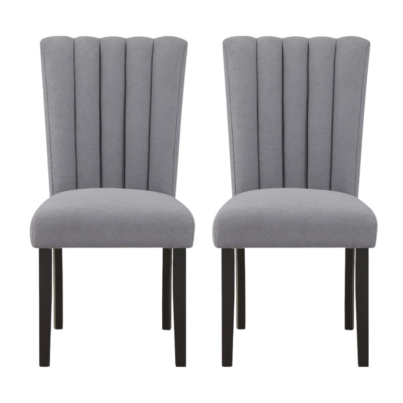 Ensemble de deux chaises de bar 26 po en bois et tissu gris et noir