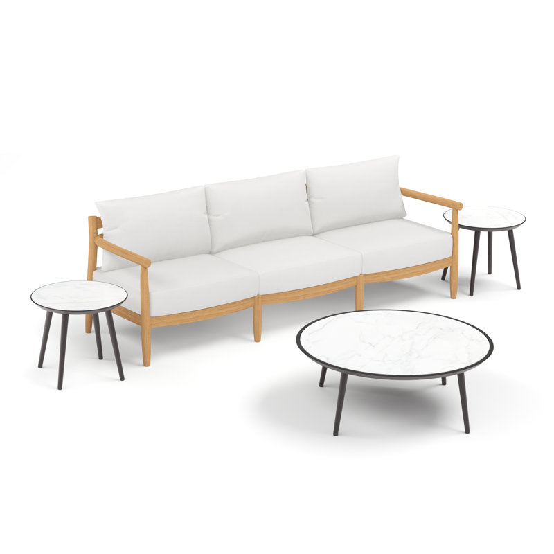 Ensemble de salon avec tables de bout et coussins 4 pièces Lido