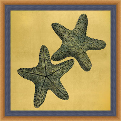 Wendover Art Group Gold Leaf Starfish 10 - Picture Frame Painting On Paper In Green;yellow