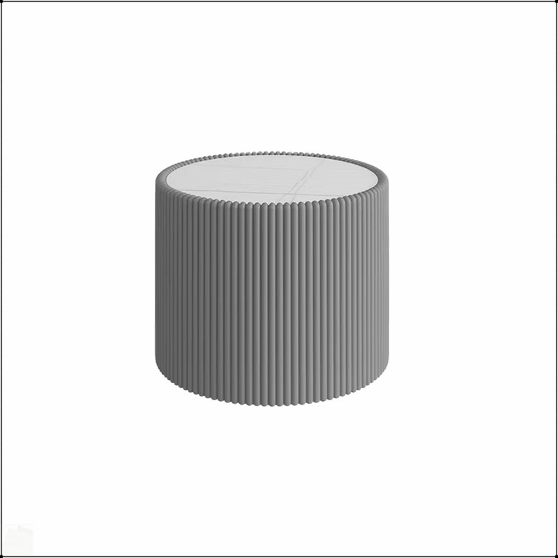 Table de bout légère en cuir de forme cylindrique pour meubles de salon modernes, durables et élégants, Gris